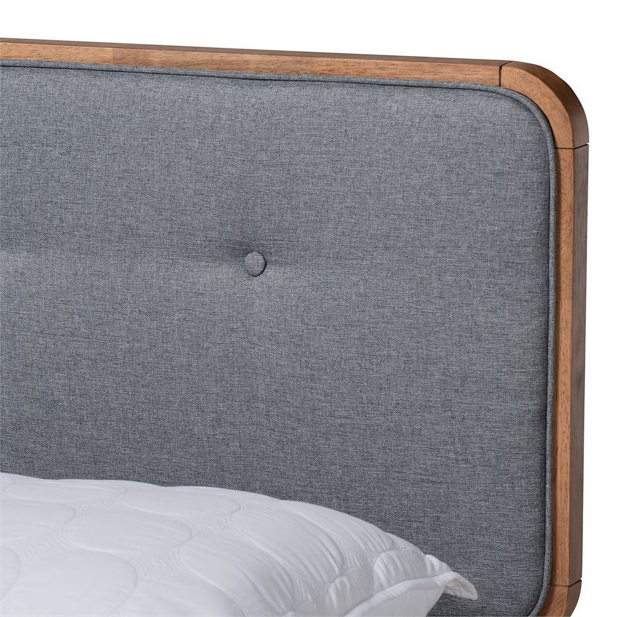 Gray Upholstered Wood King Size Platform Bed Y67334