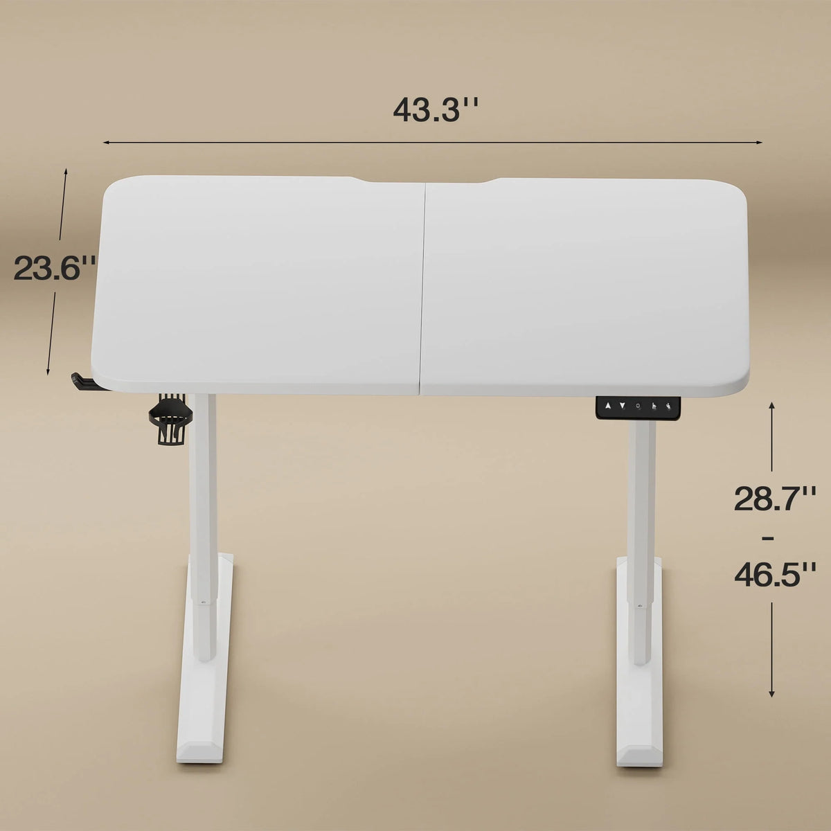 Electric Height Adjustable 43 inch Standing Desk White V8991