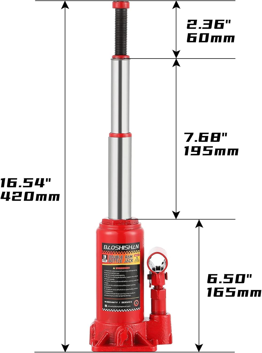 3 Ton Double Ram Bottle Jack with Carrying Case Pack of 2 Q49091