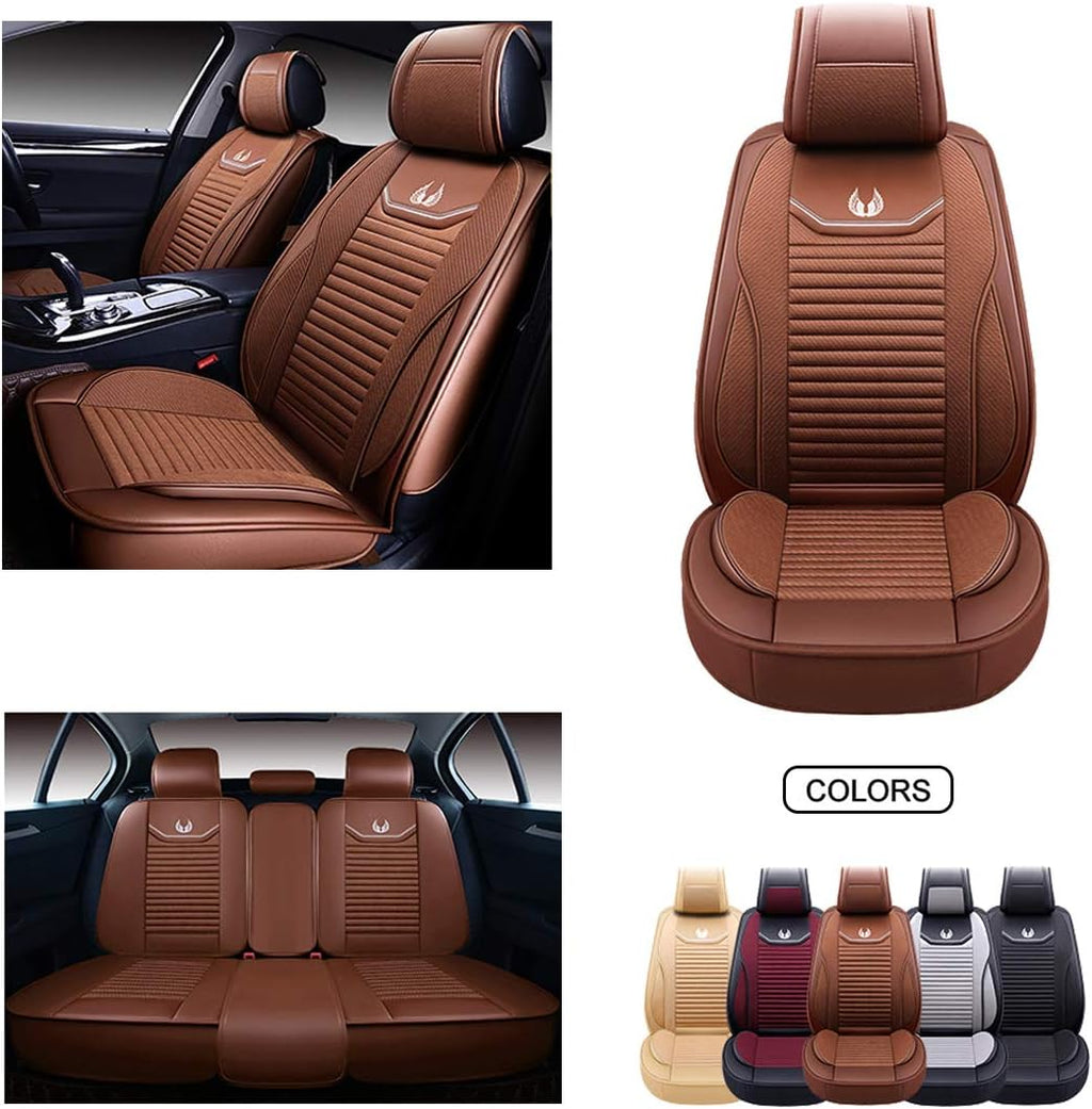 Red Faux Leather Car Seat Covers Set H603