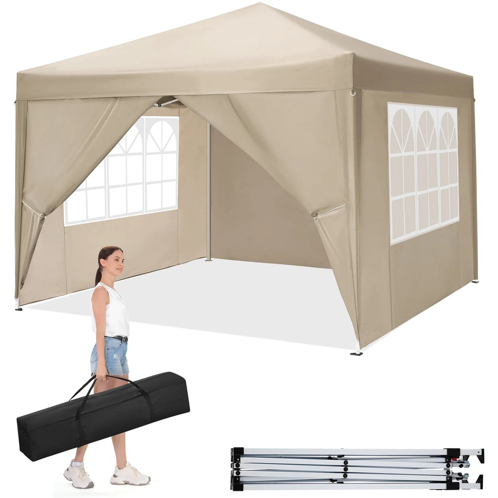 10'x 10' Pop up Canopy with 4 Removable Sidewalls & Carrying Bag, White M368422