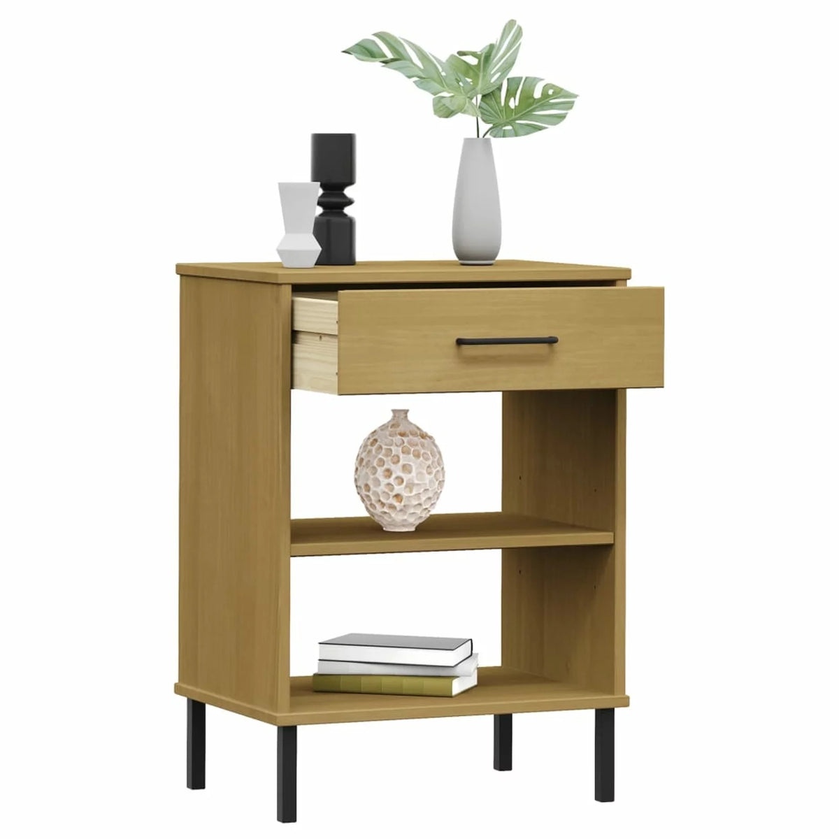 Pine Wood Console Cabinet with Drawer and Shelves D813028
