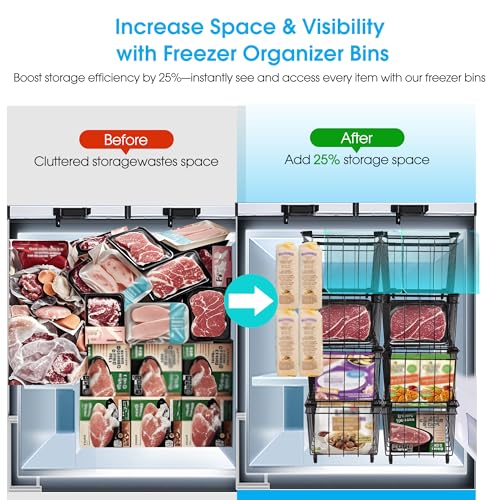 4 Pack Stackable Freezer Organizer Bins with Handles V52081