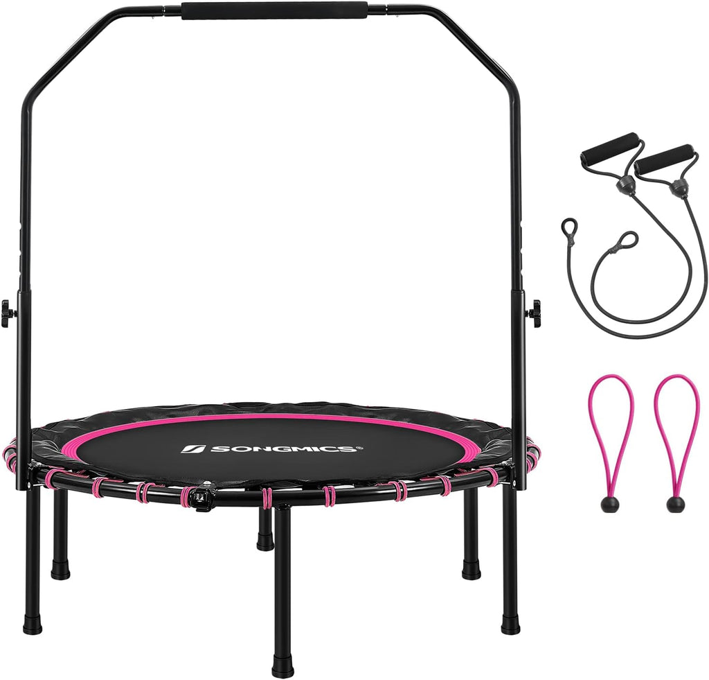 40 Inch Mini Fitness Trampoline with Bungee Cords Adjustable Bar Foldable E7953