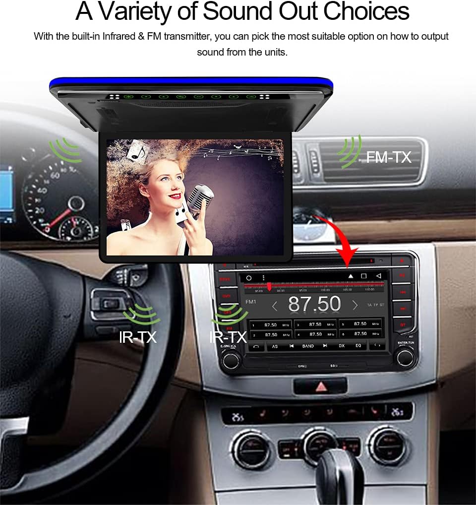 13.3 inch FHD Car Roof Monitor Flip Down Overhead Video Display with USB SD HDMI Port G318043