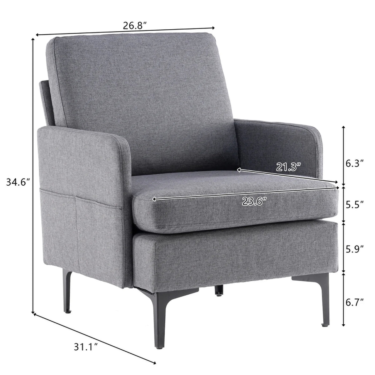 Dark Grey Fabric Accent Chair O4195
