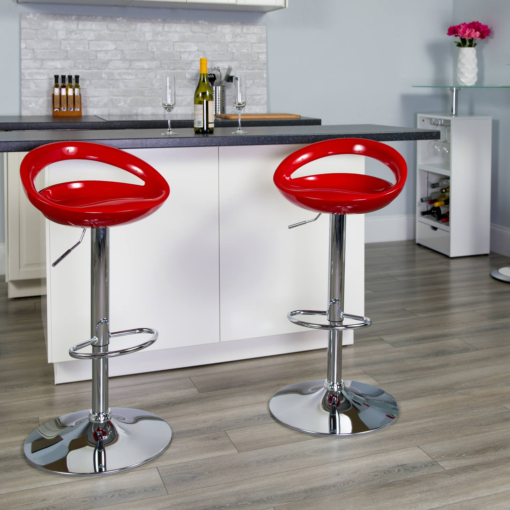 Silver Plastic Adjustable Height Barstool with Chrome Base W845664