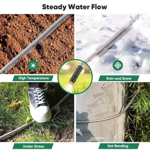 50ft Heavy Duty Stainless Steel Garden Hose with 10 Nozzles Z38049