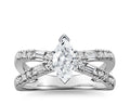 14K White Gold Solitaire Ring with Accents C771