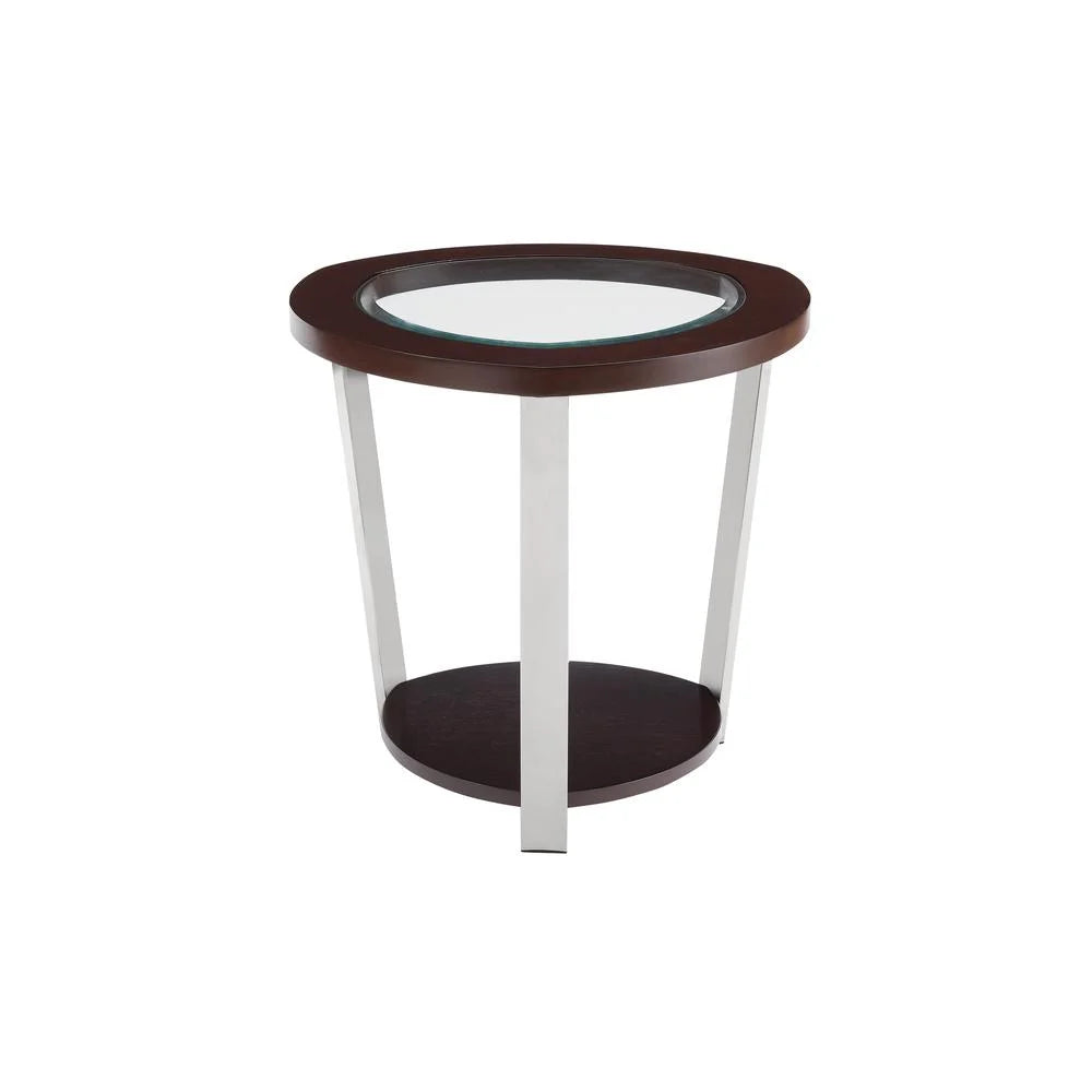 Espresso Wood and Metal End Table H456194