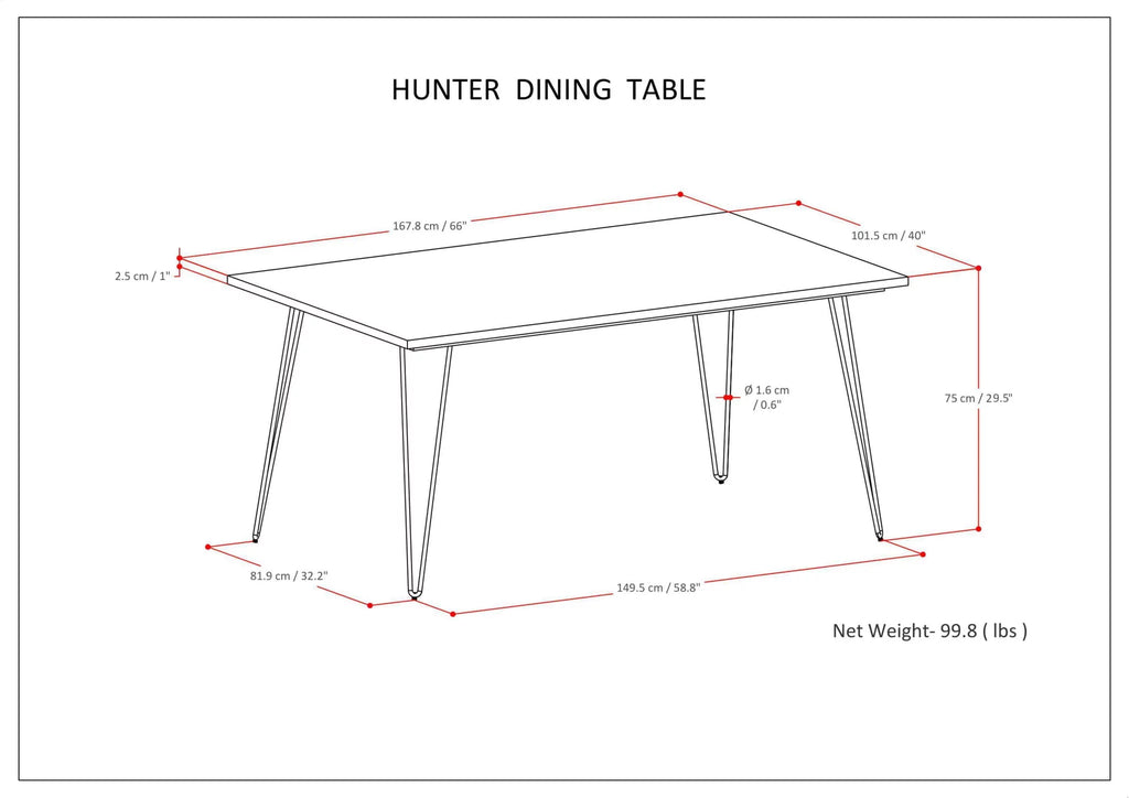 Solid Mango Wood and Metal 66 inch x 40 inch Rectangle Dining Table C483