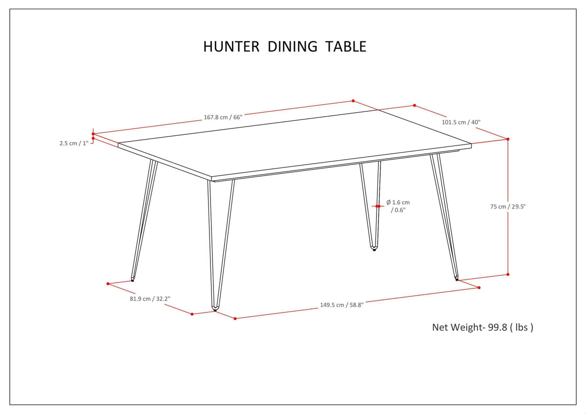Solid Mango Wood and Metal 66 inch x 40 inch Rectangle Dining Table C483