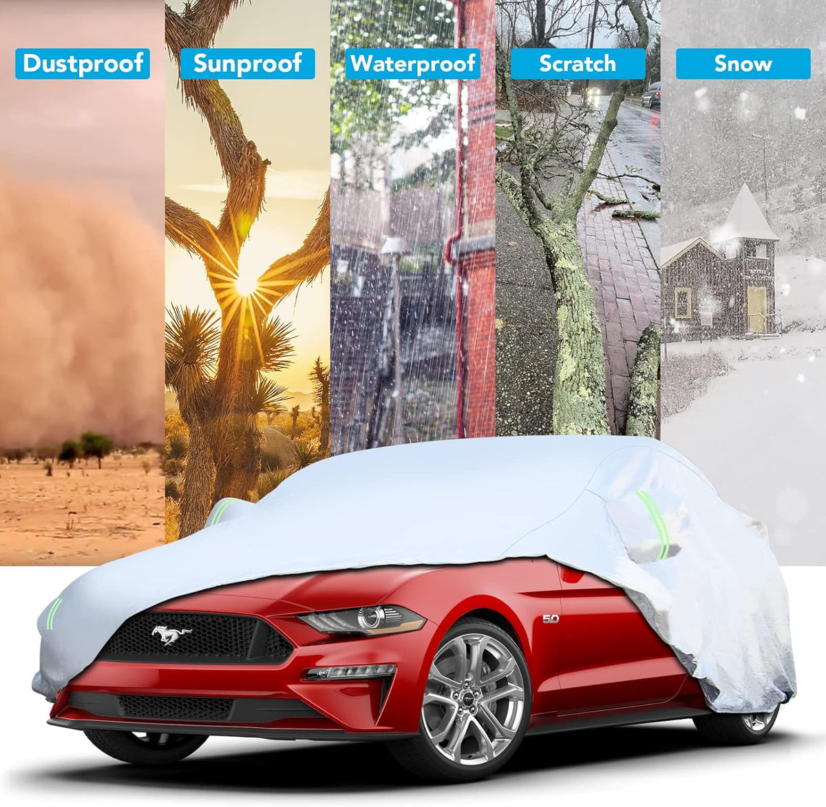 6 Layers Waterproof Full Exterior Car Cover with Zipper O342