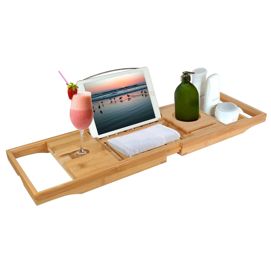 Bamboo Bathtub Caddy Tray with Expandable Sides T190240
