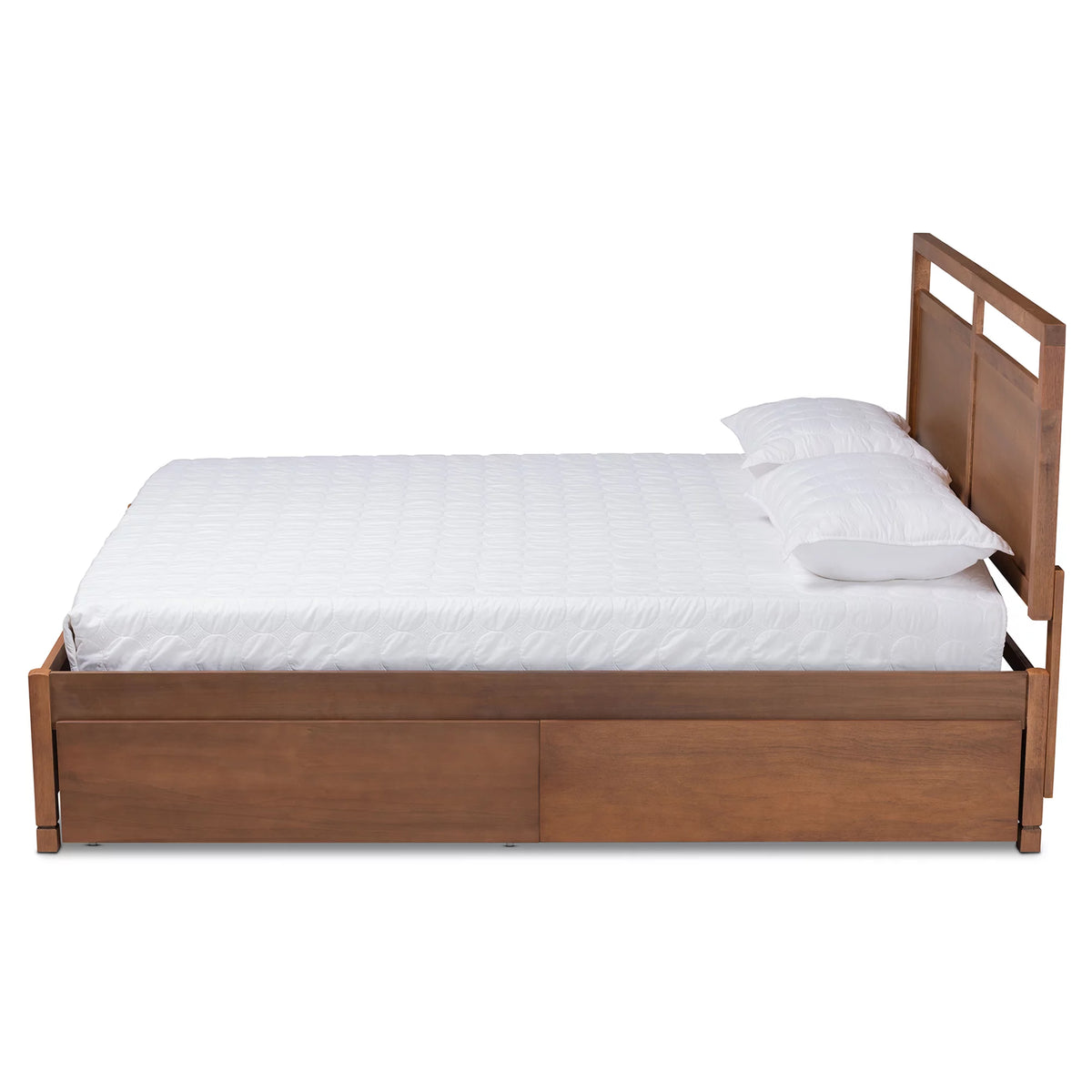 Walnut Brown Wood King Size 4-Drawer Platform Storage Bed Z83669