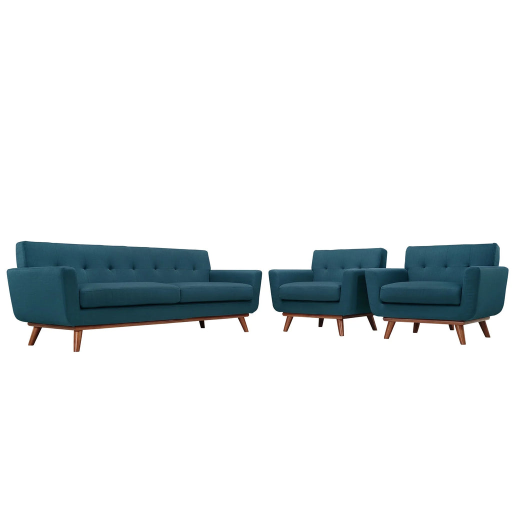 Navy Armchairs and Sofa Set of Three X8021