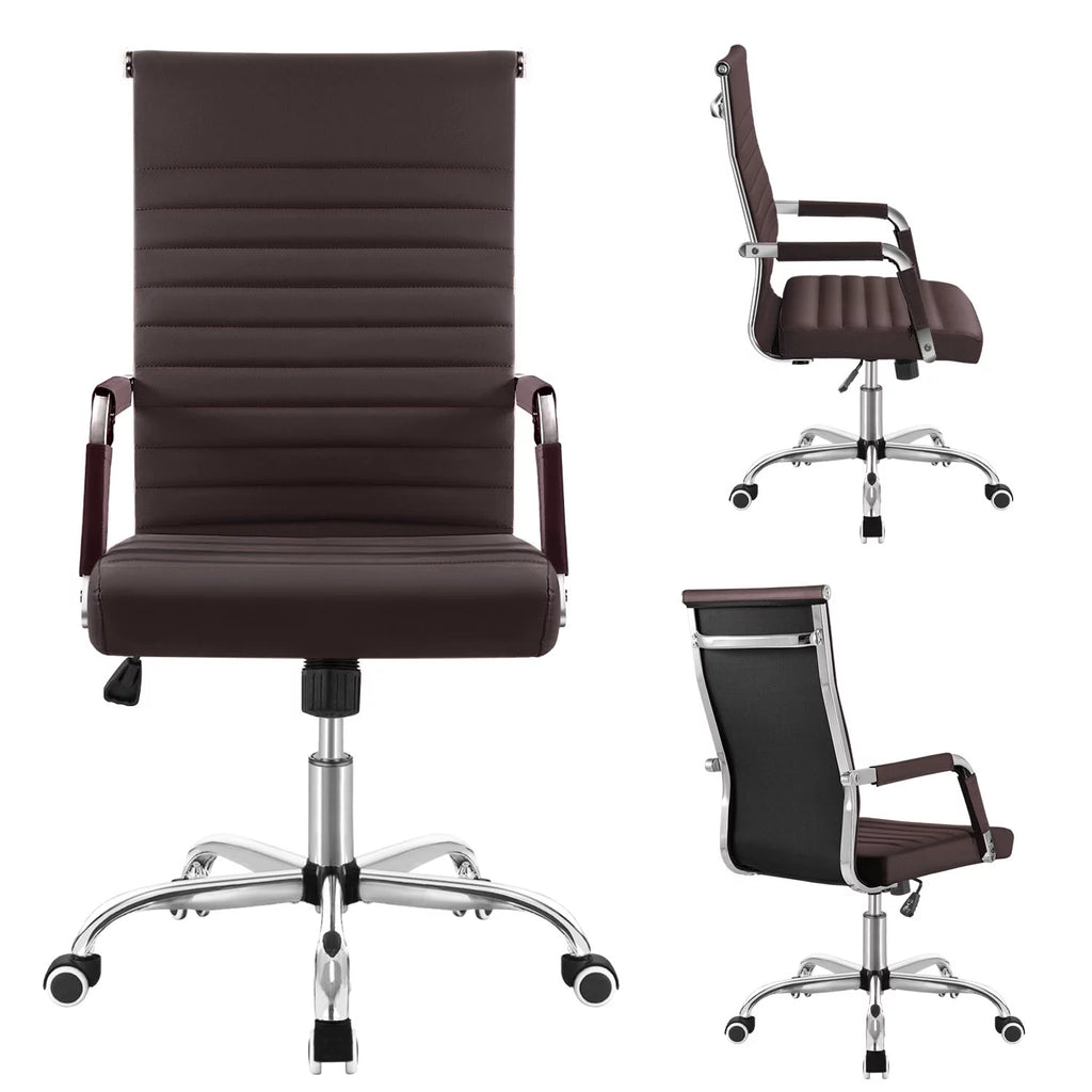 White Faux Leather Office Chair with Arms H18427