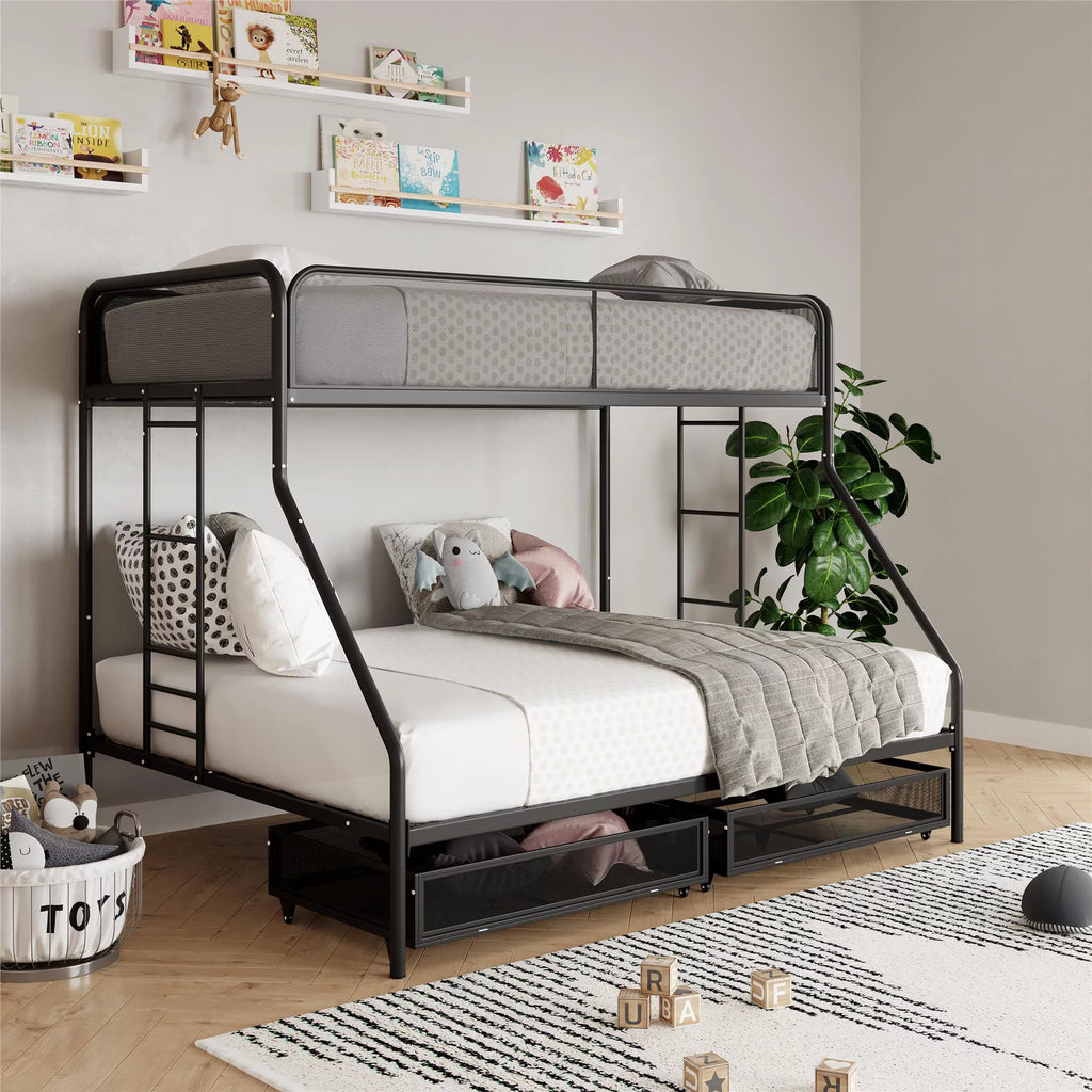 Black Metal Bunk Bed with Storage Drawers S968346