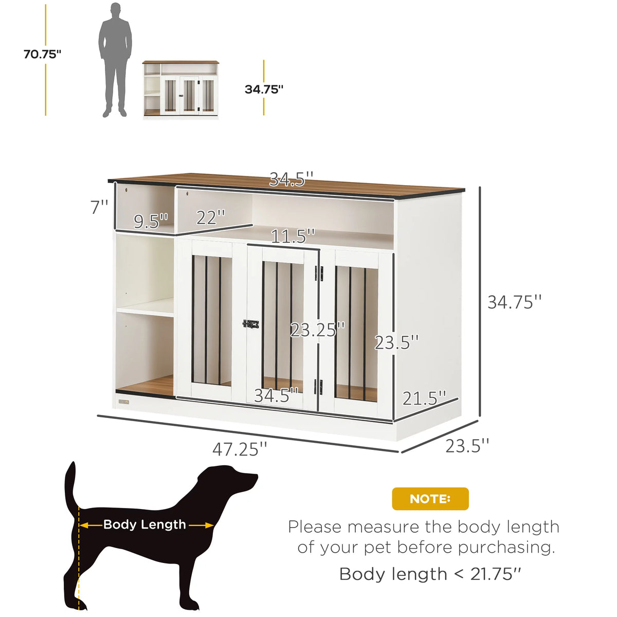 White Dog Crate Furniture with Storage J852