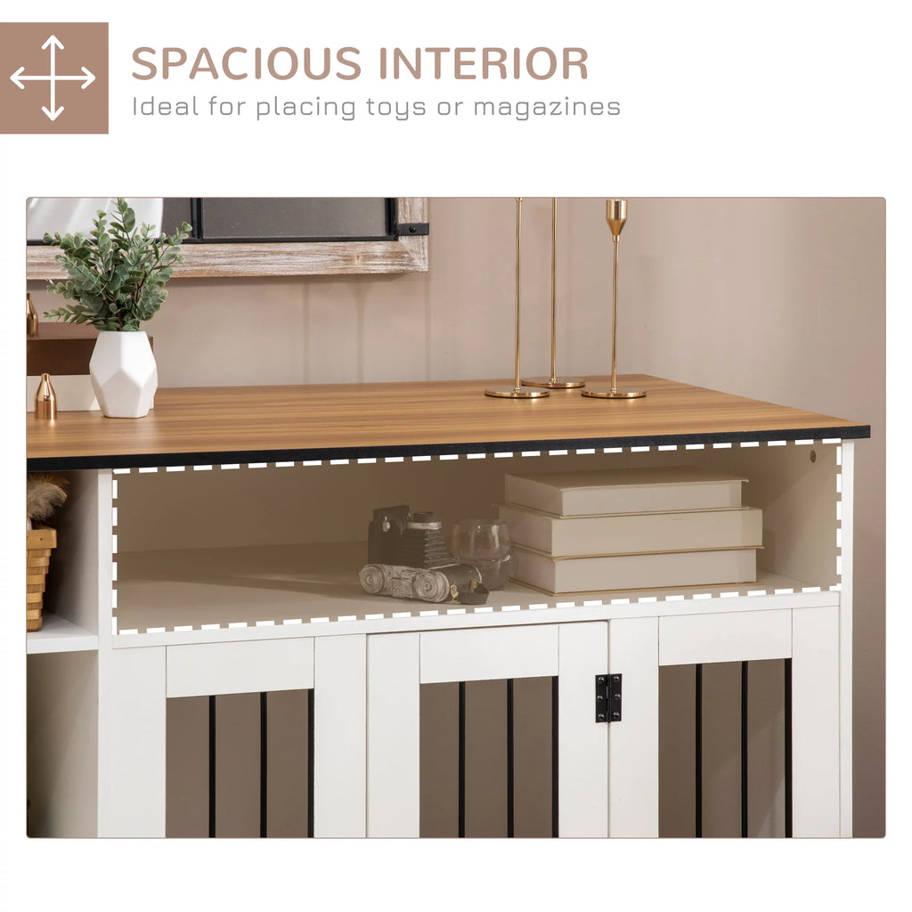 White Dog Crate Furniture with Storage J852