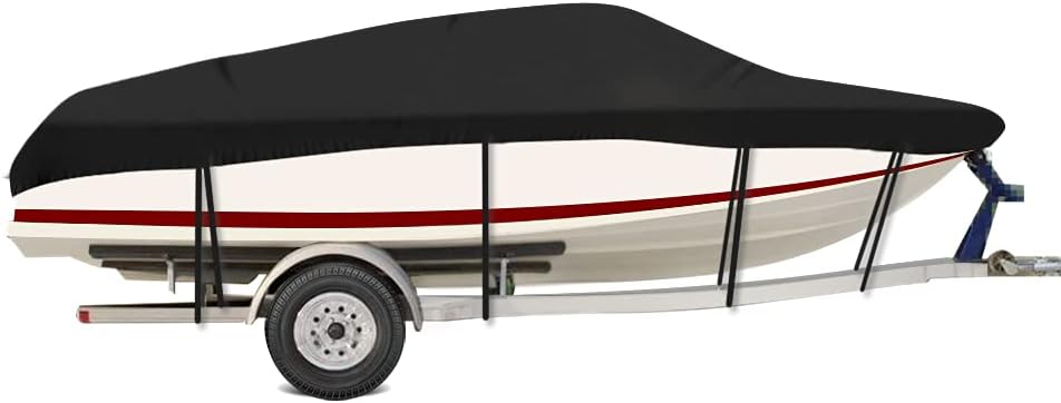Waterproof Boat Cover 420D Marine Grade Polyester Canvas Trailerable 17-19ft V3266