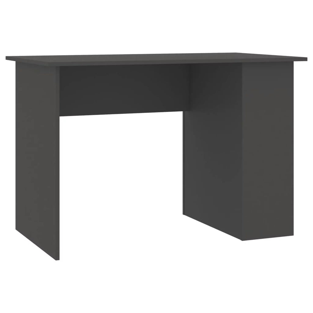 Gray Engineered Wood Computer Desk with Storage Shelves R27214