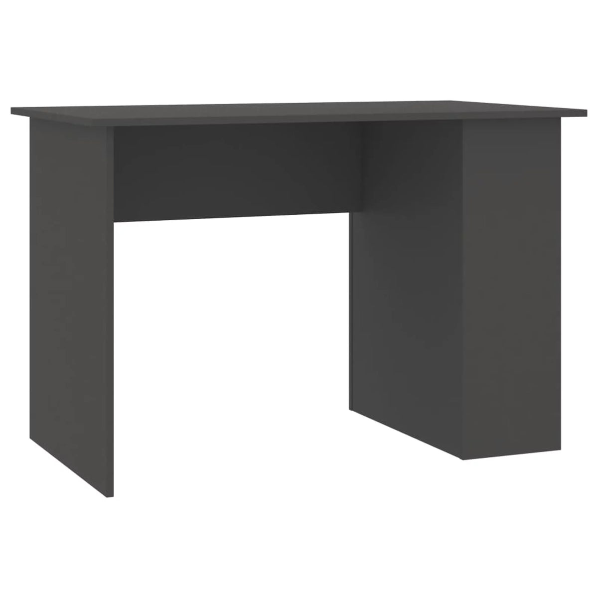 Gray Engineered Wood Computer Desk with Storage Shelves R27214
