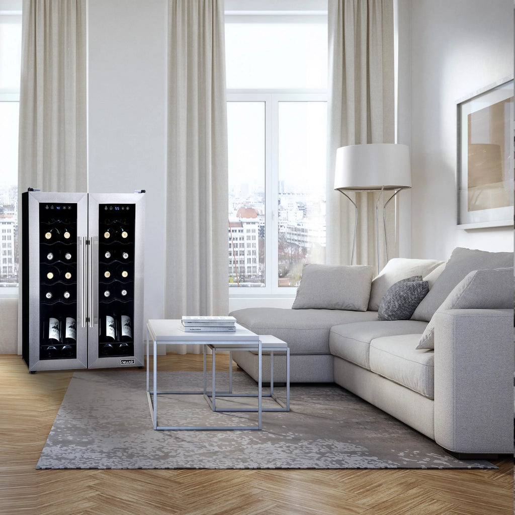 24 Bottle Dual Temperature Zone Wine Cooler Refrigerator O2789