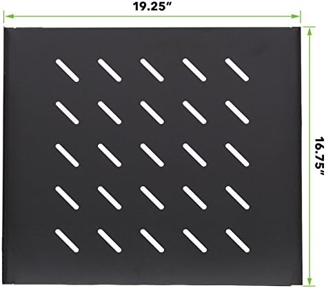 1U 19-Inch Vented Black Network Cabinet Shelf Pack of 2 R3341