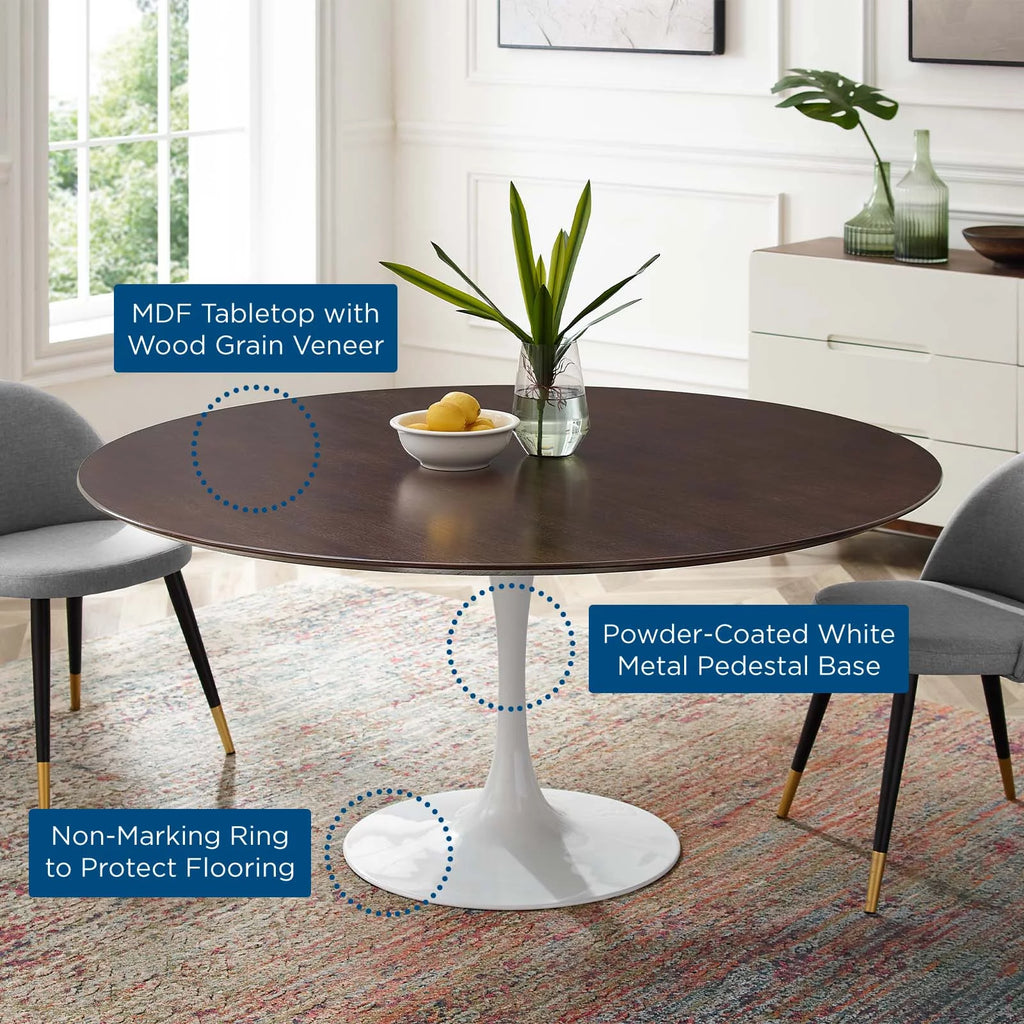 60 inch Round White Walnut Wood Dining Table G934878