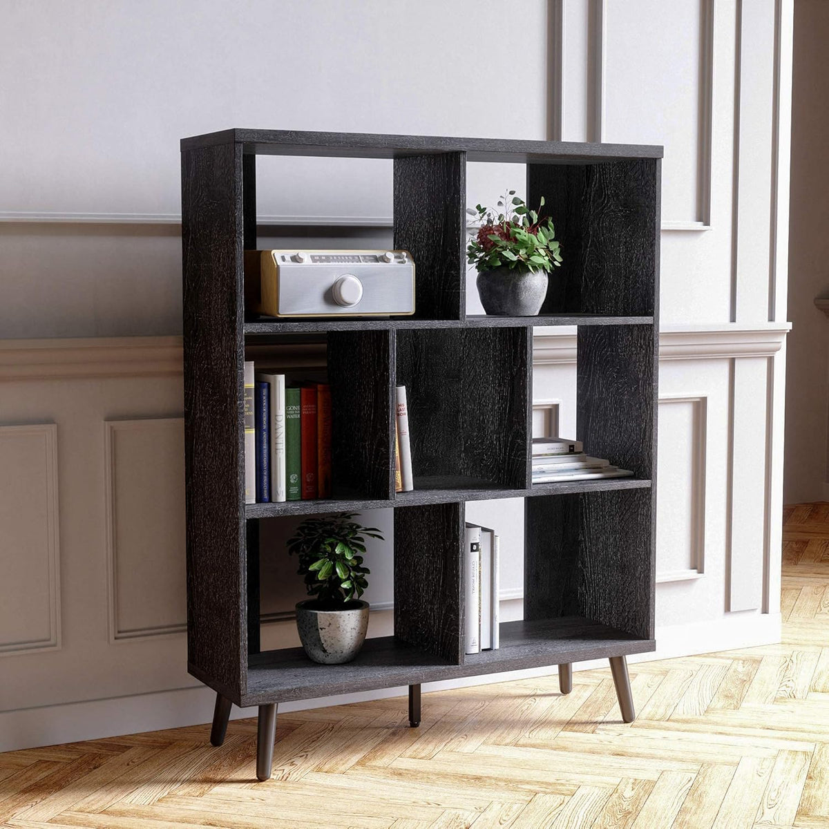 Light Gray 7 Cube Bookshelf Y416743