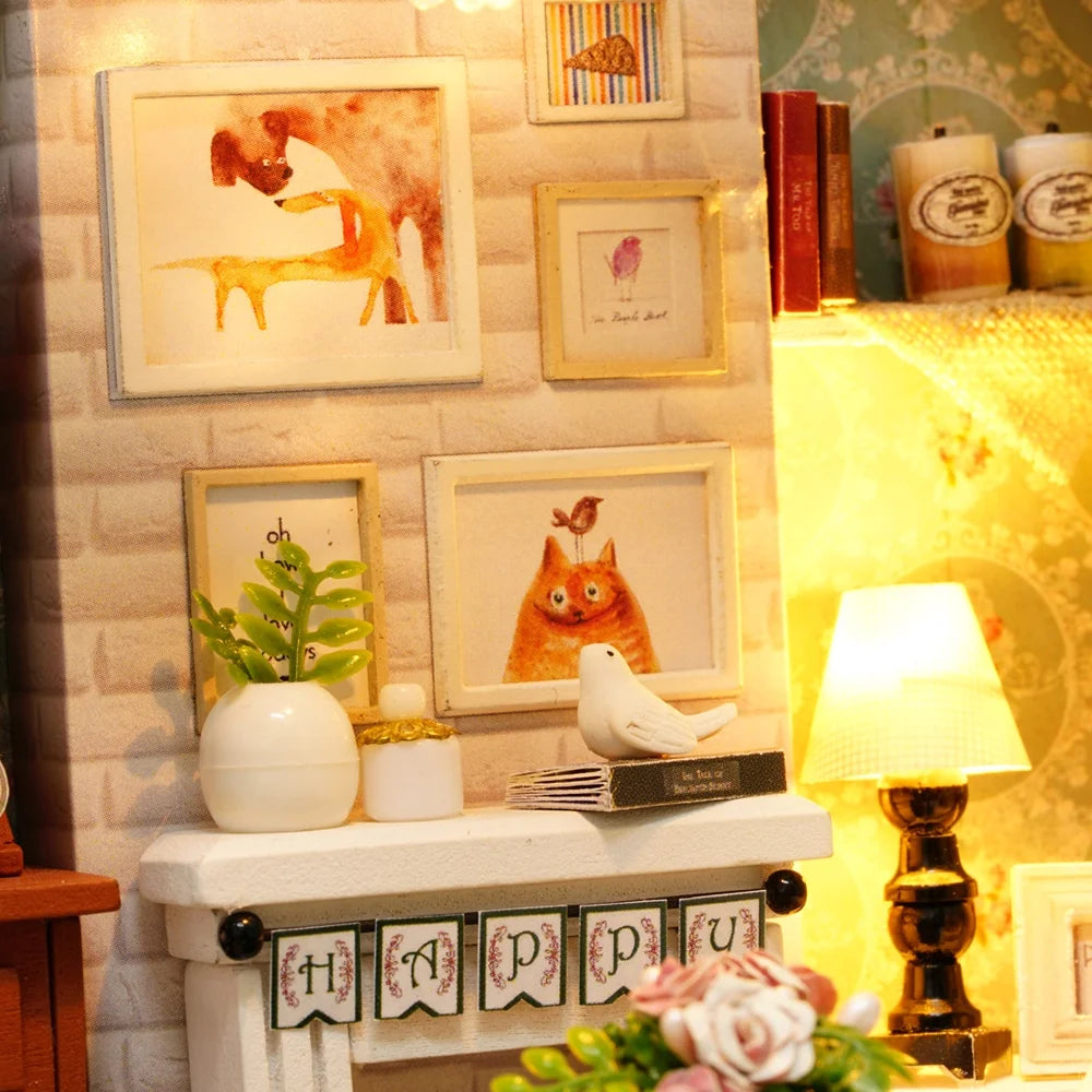 DIY Miniature Dollhouse Kit 3D Wooden House Room Craft with Furniture LED Lights M655275