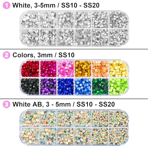 Hotfix Rhinestone Setter Applicator Tool Kit with 5000 Pcs AB Crystal Clear E4892