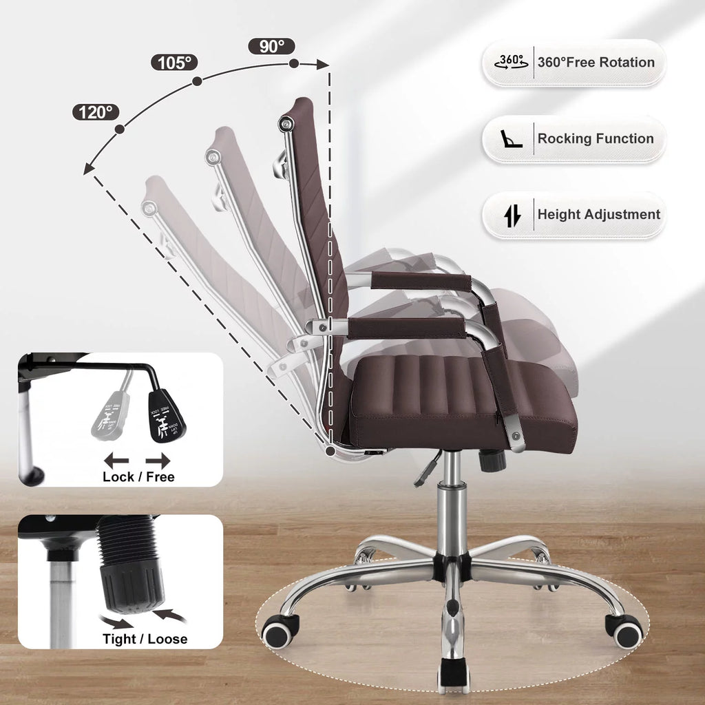 White Faux Leather Office Chair with Arms H18427