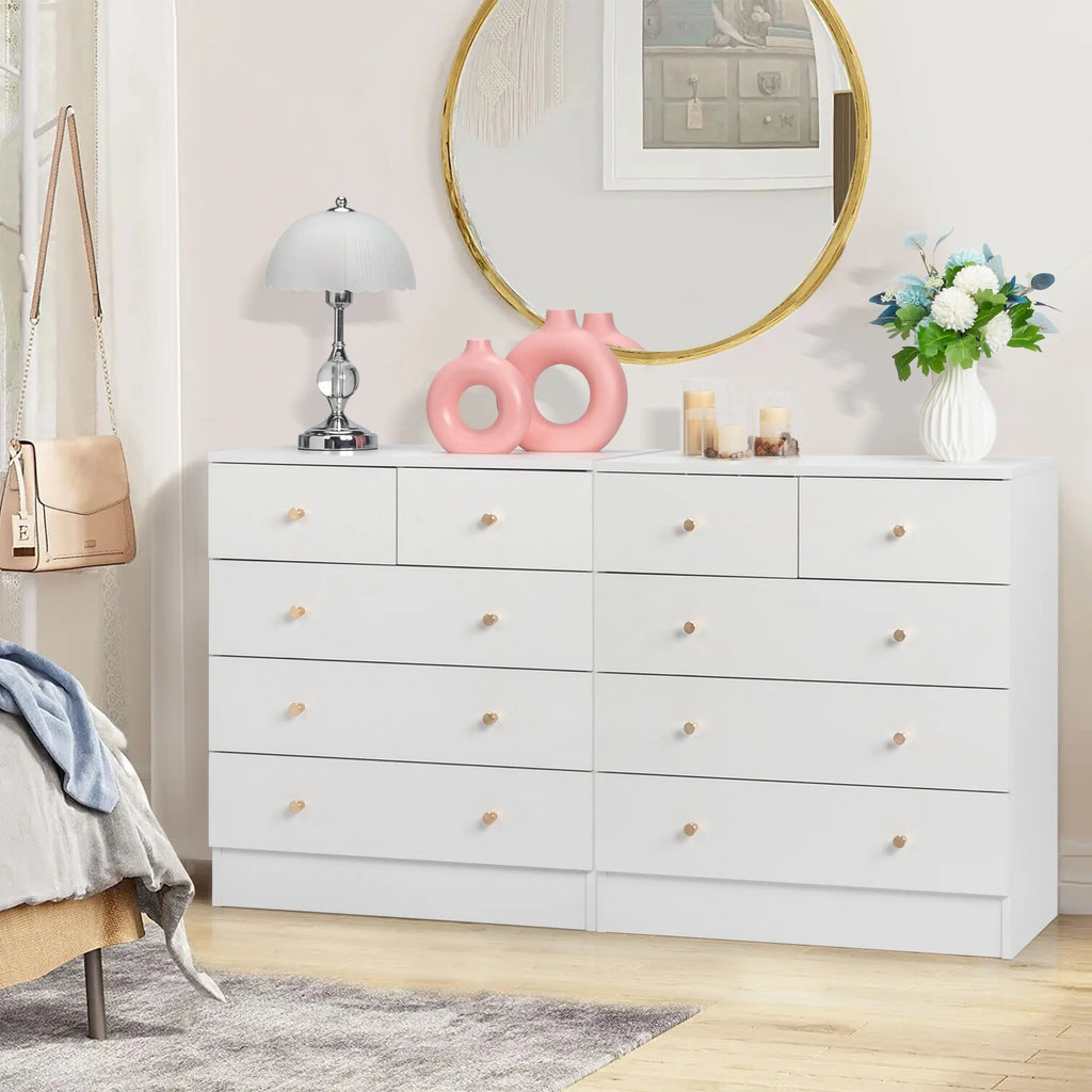 Black 6 Drawer Wood Dresser E715