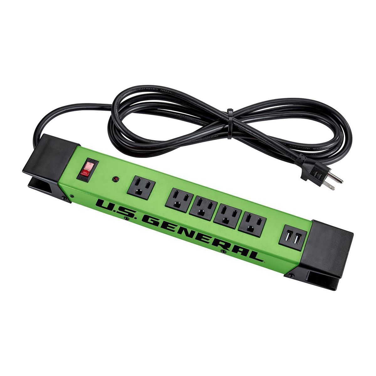 5-Outlet Magnetic Power Strip with Metal Housing and 2 USB Ports E353838