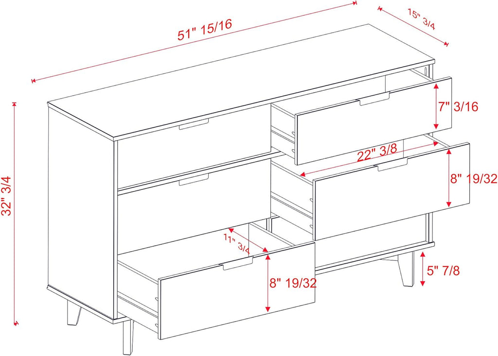 6 Drawer Caramel Wood Dresser K501