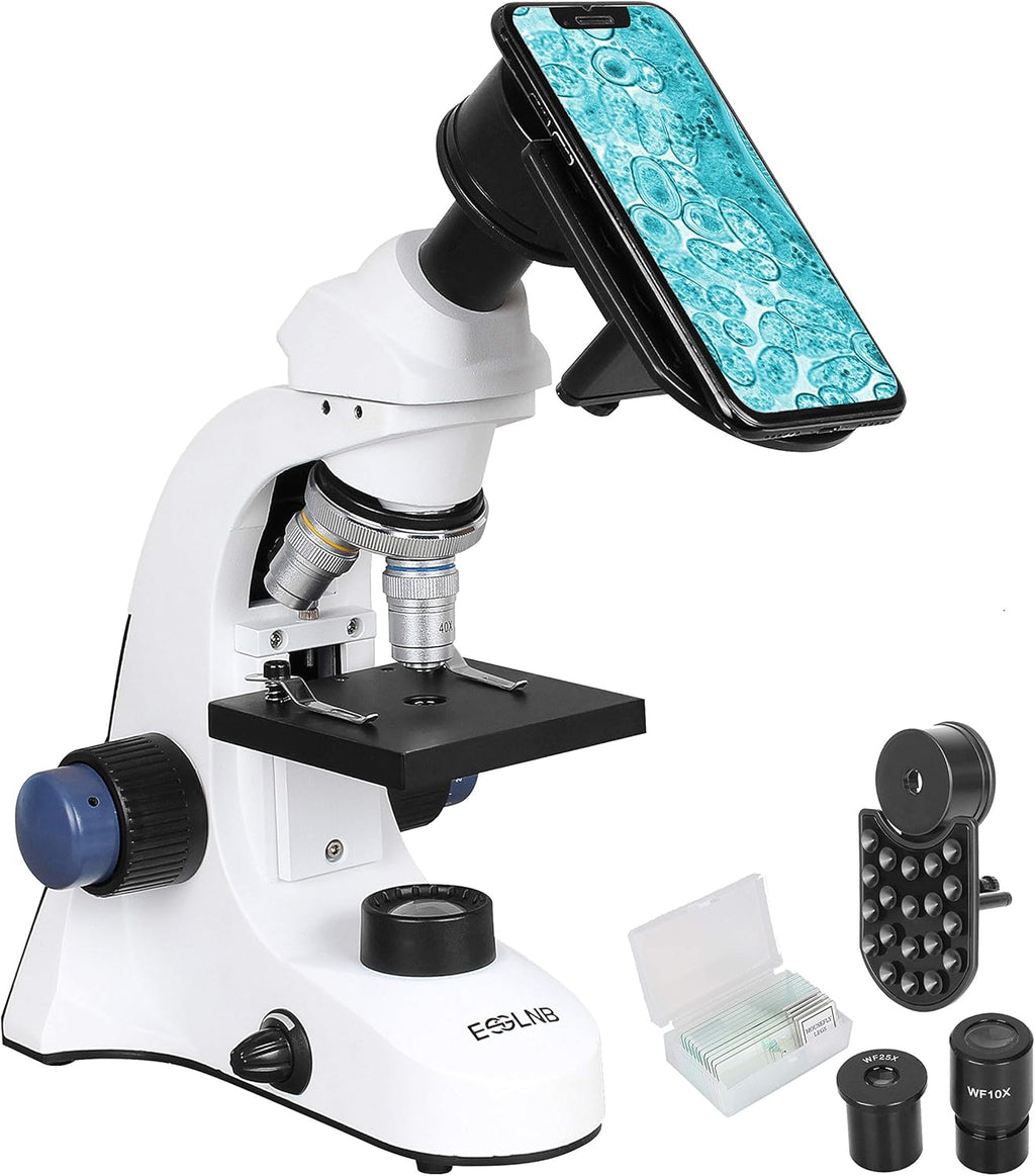 40X-1000X Biological Compound Microscope with Cell Phone Adapter and Slides T813