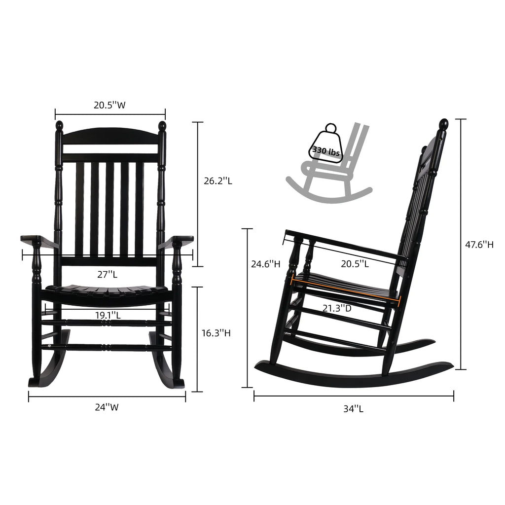 Set of 2 Black Oversized Wood Outdoor Rocking Chairs A900