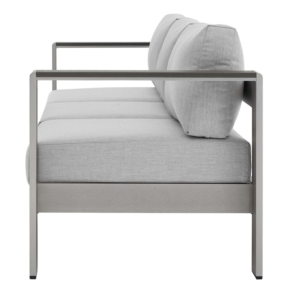Silver Grey Modern Outdoor Sectional Sofa Chair Table Set W125