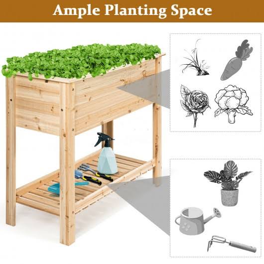 Raised Garden Bed with Storage Shelf J249