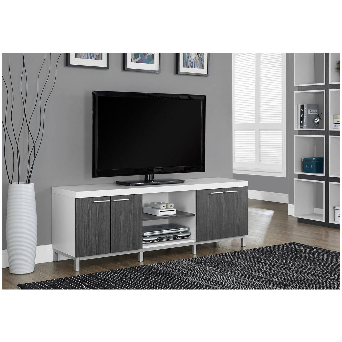 White and Gray Hollow-core TV Console B5364