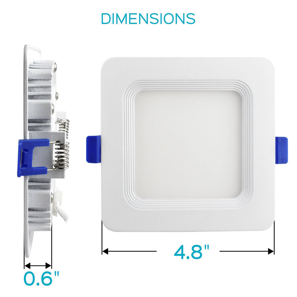 4 inch Square Ultra Thin LED Recessed Light with Junction Box, 10W, 5000K Dimmable, 650 Lumens O342895