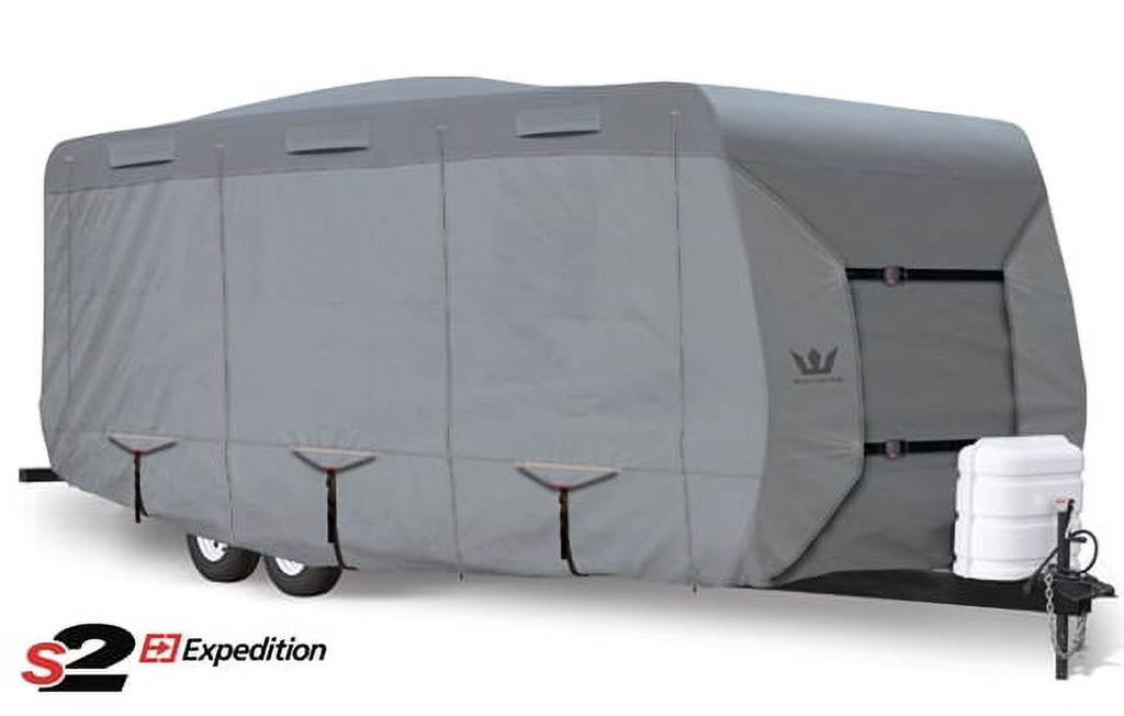 Outdoor Marine Grade Camper Travel Trailer Vehicle Cover Fits 23 to 24 Feet - Gray Q411691