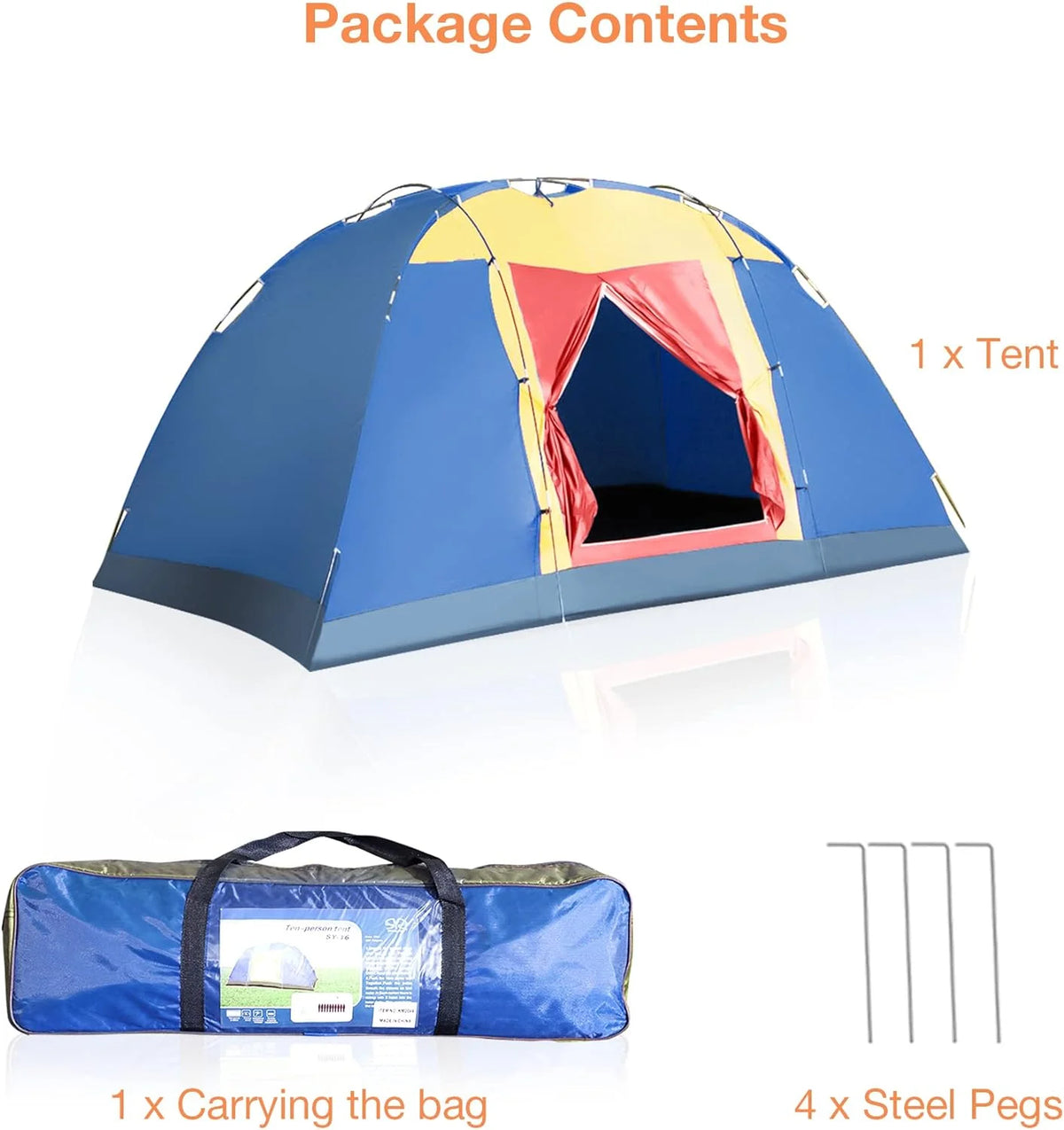 8 Person Large Family Camping Tent with Carry Bag S609006