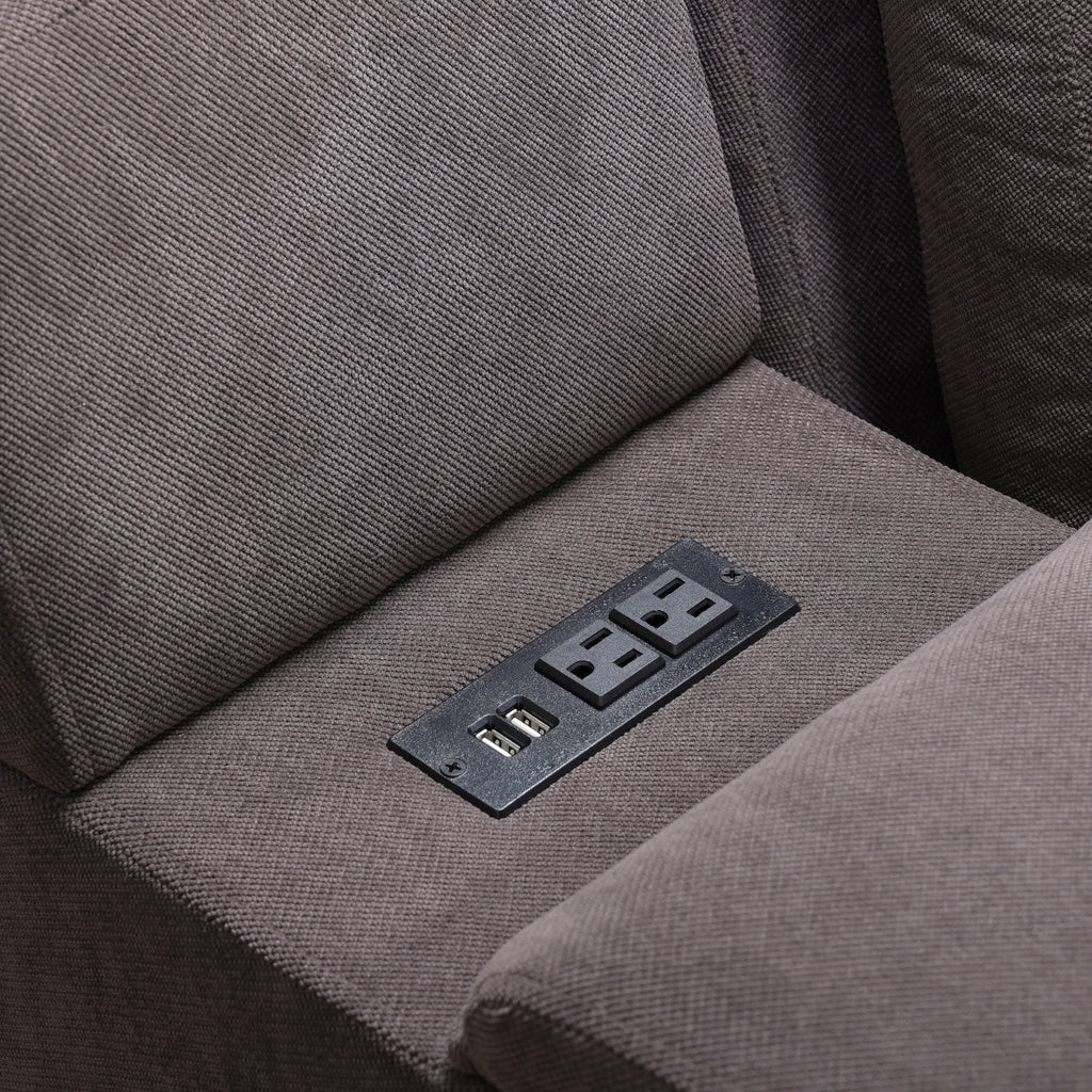 Brown 5-Pieces USB Power Outlet Sofa Set Y4786